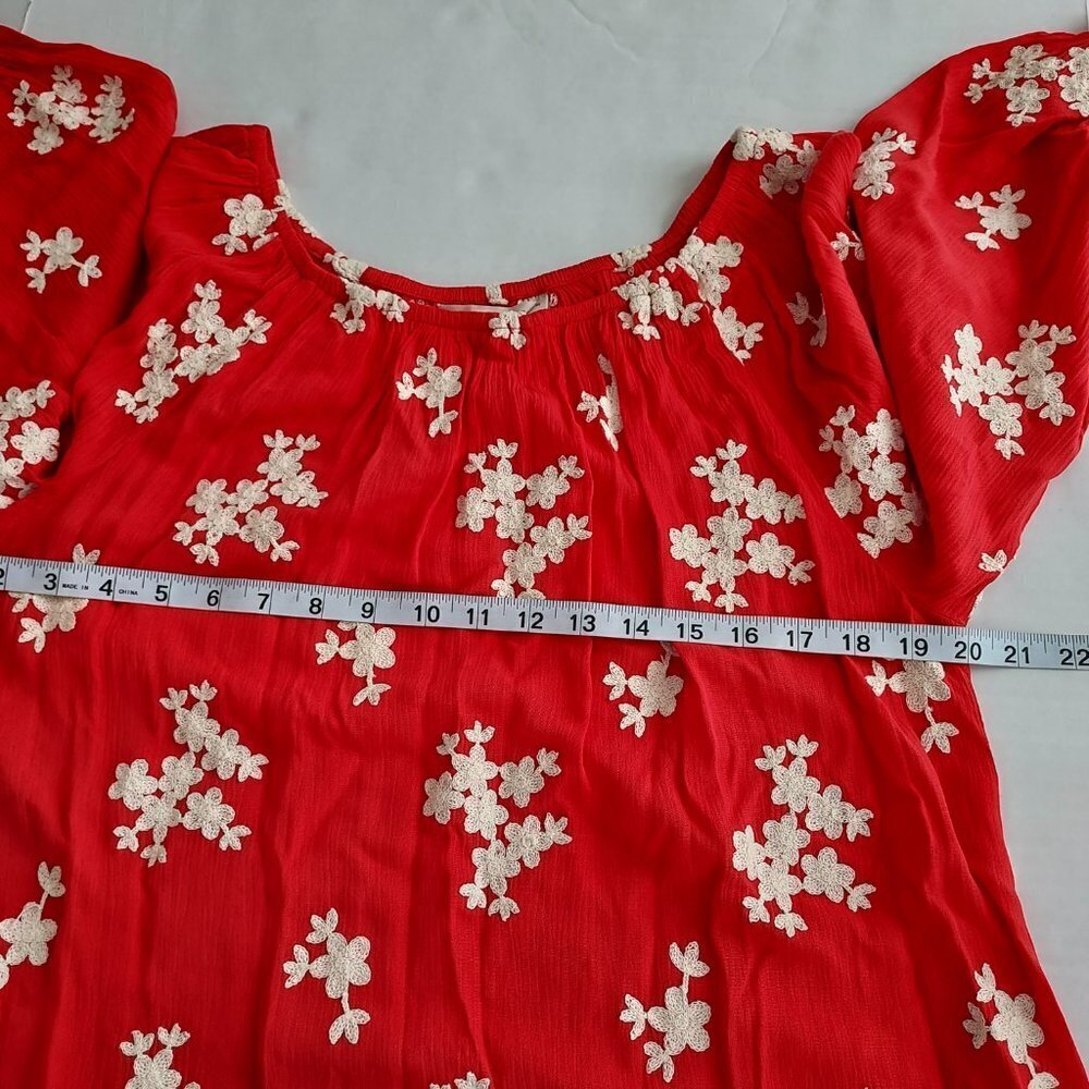 Soft Surroundings  Avignon Floral Embroidered Red Top - Picture 7 of 9